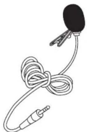 Line drawing of a microphone with coiled cable and connector (no text or symbols)