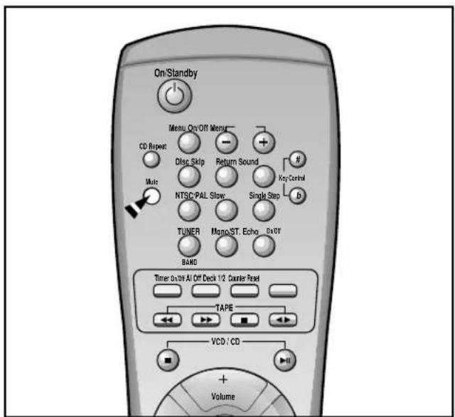 On/Standby, Menu On/Off, CD Repeat, Disc Skip, Return Sound, #, Key Control, Mute, NTSC/PAL Slow, Single Step, b, TUNER, Mono ST, Echo, Dx0Y, BAND, Timer On/Off, AI Off, Deck 1/2, Counter Read, TAPE, VCD/CD, +, Volume