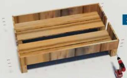Wooden rectangular tray with horizontal slats, no visible text or symbols
