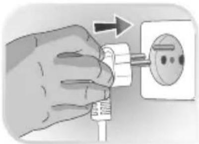 Hand inserting a plug into an electrical outlet (no text or symbols visible)