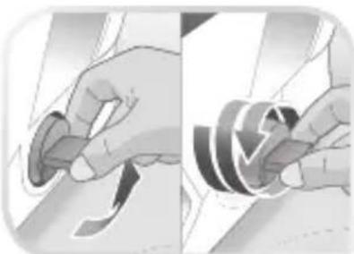 Illustration of hands performing a cable or cable disassembly process (no text or symbols visible)