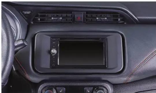 Interior view of a car dashboard with a digital display and control panel (no visible text or symbols)