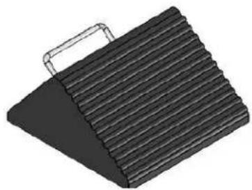 3D illustration of a flatbed ramp with a white handle attached (no text or symbols)
