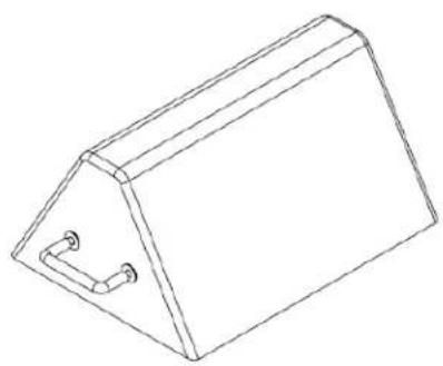 Line drawing of a 3D geometric object resembling a folded or truncated prism with a handle (no text or symbols)