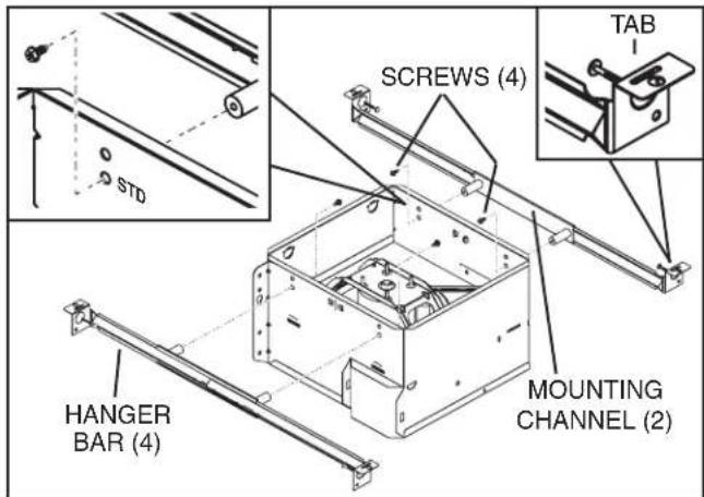 STD SCREWS (4) TAB HANGER BAR (4) MOUNTING CHANNEL (2)