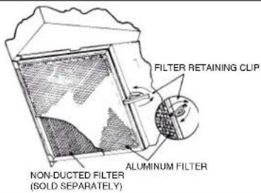 FILTER RETAINING CLIP NON-DUCTED FILTER (SOLD SEPARATELY) ALUMINUM FILTER