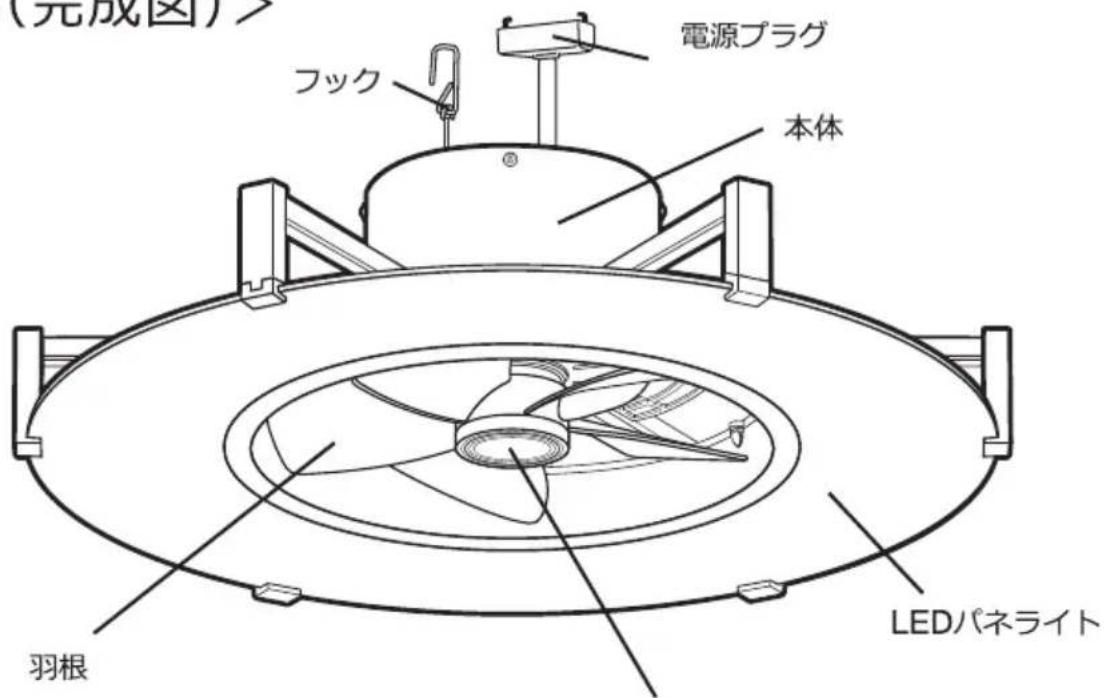 (完成图) 電源プラグ 本体 フック LEDパネライト 羽根