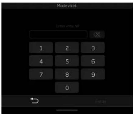 Mode valet Enter write NF 1 2 3 4 5 6 7 8 9 0 Enter
