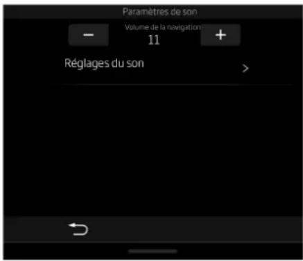 Paramètres de son Volume de la navigation: 11 Réglages du son >