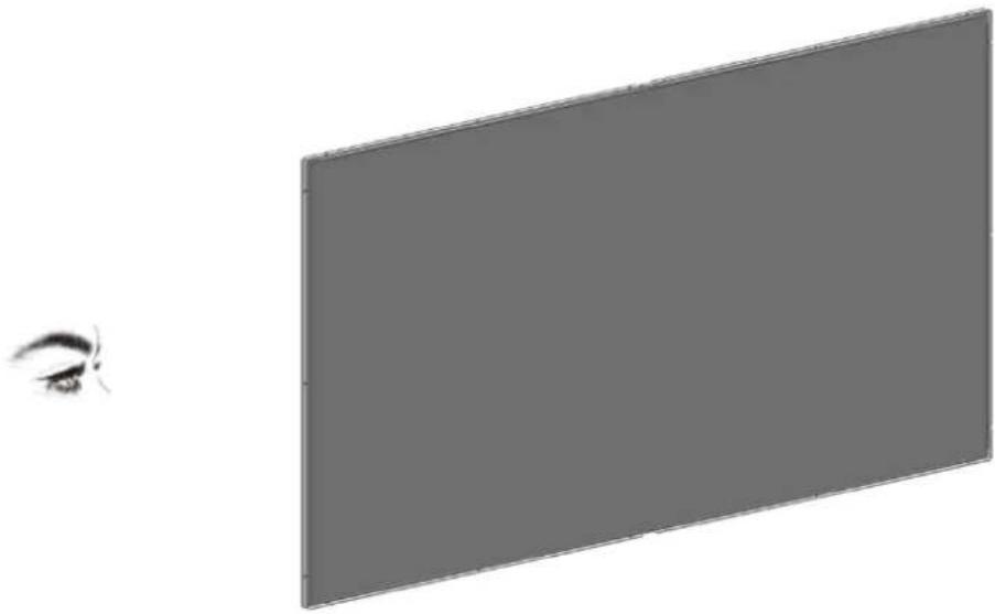 Simple 3D rendering of a plain gray rectangular panel with a small curved line on the left (no text or symbols)