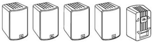 Five identical line drawings of industrial storage units with ventilation grilles, shown from different angles (no text or symbols)