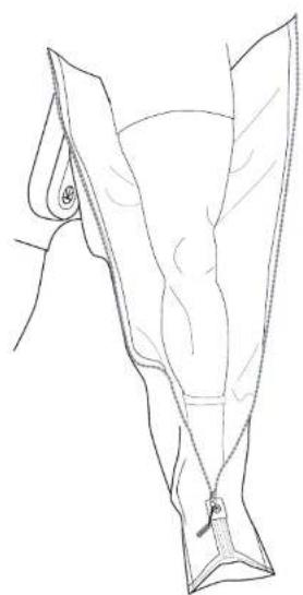 Line drawing of a garment sleeve with zipper, showing fabric texture and stitching (no text or symbols)