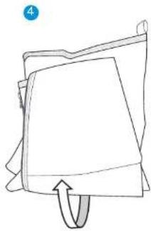 Simple line drawing of a folded paper or document with an arrow indicating upward motion (no text or symbols)
