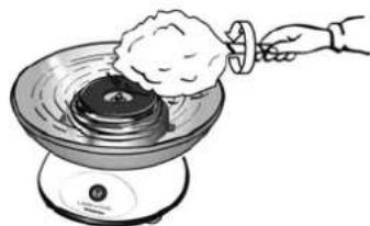 Illustration of a hand washing a cloth over a rotating fan (no text or symbols)
