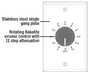 Stainless steel single gang plate Rotating Bakelite volume control with 12 step attenuation