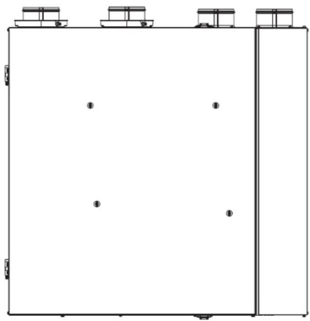 Simple line drawing of a rectangular structure with four small structures on top and two at the bottom, no text or symbols present.