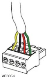 Diagram of a hand connecting three colored wires to a terminal block (no text or symbols)