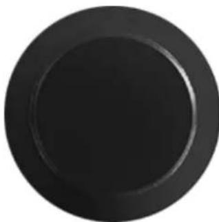 Circular black object with smooth surface and no visible text or symbols