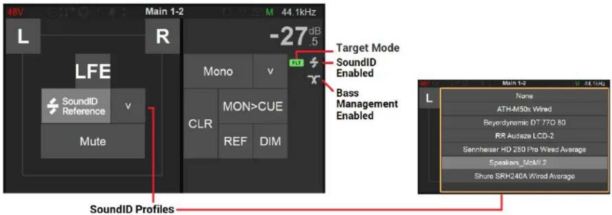 48V L Main 1-2 M 44.1kHz R -27dB .5 LFE Mono v FLT Target Mode SoundID Enabled Bass Management Enabled SoundID Profiles SoundID Reference v CLR MON>CUE REF DIM None ATH-M50x Wired Beyerdynamic DT 770 80 RR Audeze LCD-2 Sennheiser HD 280 Pro Wired Average Speakers_MoMI 2 Shure SRH240A Wired Average
