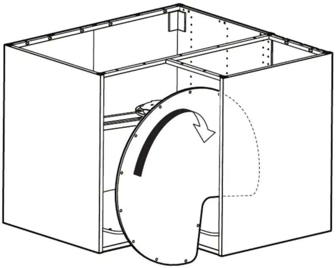 Dessin technique au trait d'un dispositif mécanique à l'intérieur d'un boîtier transparent, montrant les composants internes et des flèches de mouvement (sans texte ni symboles).