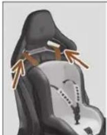Illustration of a car seat with arrows pointing to specific areas (no text or symbols)