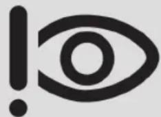 Abstract black-and-white graphic of an eye with an exclamation mark (no text or symbols)