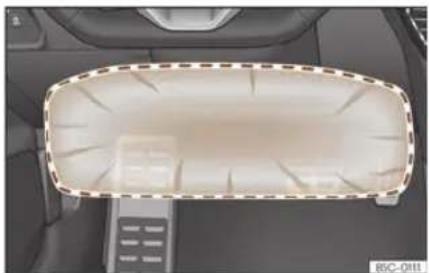 Interior view of a car dashboard with visible seatbelt and steering wheel (no text or symbols)