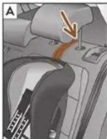Interior view of a car showing a hand pressing down the seat with an arrow indicating direction (no text or symbols present)