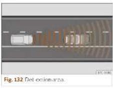 Top-down view of a vehicle on a road with lane markings, labeled as Figure 132 (no text or symbols on the diagram itself)