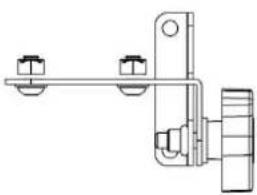 Technical line drawing of a mechanical clamp or bracket assembly (no text or symbols)