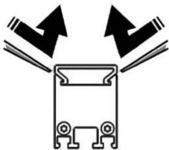 Pure diagram of a mechanical component with two arrows pointing outward, no text or symbols present