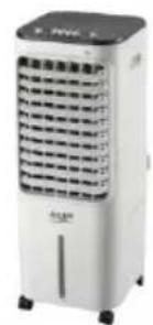 White portable air conditioner unit with ventilation grilles and control panel, no visible text or symbols.