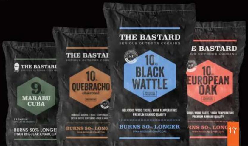 THE BASTARD SERIOUS OUTDOOR COOKING 9 RD. MARABU CUBA PREMIUM BURNS 50% LONGER THAN REGULAR CHARCOAL THE BASTAI SERIOUS OUTDOOR COOKING 10. QUEBRACHO charcoal BURNS 50- LONG THAN REGULAR CHARCOAL THE BASTARD SERIOUS OUTDOOR COOKING 10. BLACK WATTLE DELICIOUS WOOD TASTE / HIGH TEMPERATURE PREMIUM KAM…
