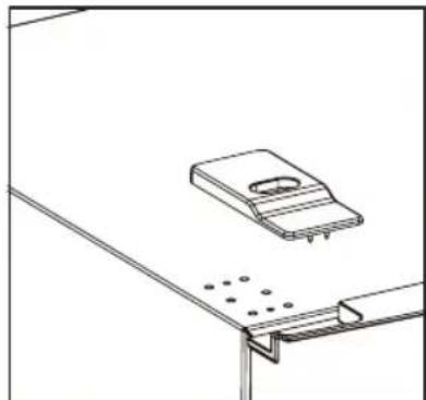 Technical line drawing of a mechanical assembly with a bracket and mounting bracket (no text or symbols)
