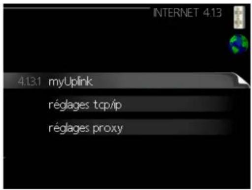 INTERNET 4.13 4.13.1 myUplink réglages tcp/ip réglages proxy