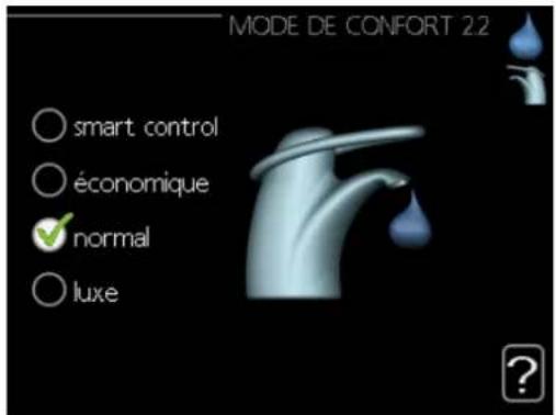 MODE DE CONFORT 22 ○ smart control ○ économique ✓ normal ○ luxe