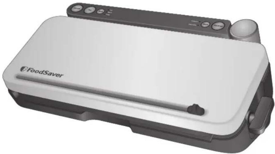 Exterior view of a food-saver appliance with control buttons and a flat-screen lid (no visible text or symbols on the device itself)