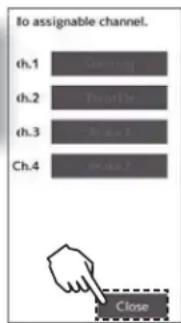 to assignable channel. ch.1 China ring ch.2 Power The ch.3 Play One Ch.4 Play One Close