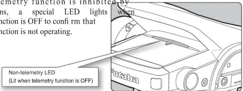 Telemetry function is inhibited by ns, a special LED lights function is OFF to confirm that function is not operating. When Non-telemetry LED (Lit when telemetry function is OFF)
