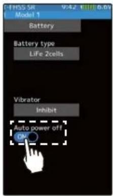 FHSS SR Model 1 Battery Battery type LiFe 2cells Vibrator Inhibit Auto power off ON