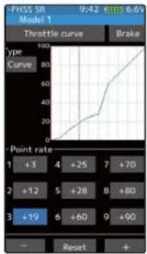 FHSS SR 9:42 KIII 6.6% Model 1 Throttle curve Brake Type Curve Point rate +3 4 +25 7 +70 +12 5 +28 B +80 +19 6 +60 9 +90 Reset +