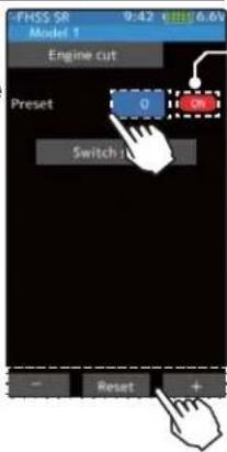 FHSS SR 9.42 6.6V Model 1 Engine cut Preset Q Switch1 Reset +