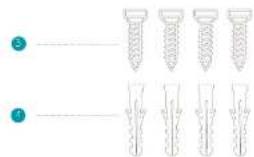 Diagram showing two types of screw-like components with numbered labels, likely illustrating a classification or assembly.