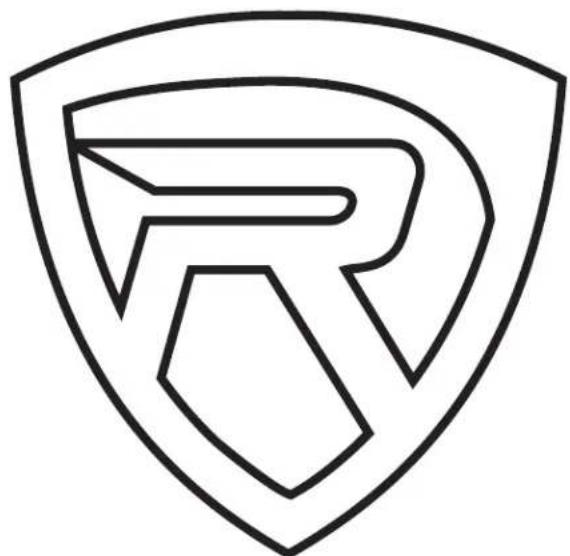 Abstract geometric logo design with a shield-like shape containing stylized letter R and polygonal elements (no text or symbols)