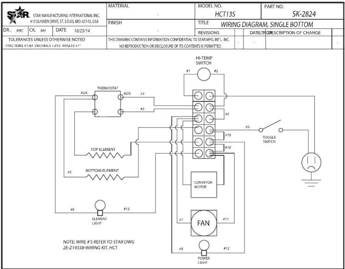 STAR MANUFACTURING INTERNATIONAL INC. #10 SUNNEN DRIVE, ST. LOUIS, MO. 63143, USA MATERIAL - FINISH TITLE WIRING DIAGRAM, SINGLE BOTTOM REVISIONS DATELTR DESCRIPTION OF CHANGE DR.. MRC CK. MH DATE 10/23/14 TOLERANCES UNLESS OTHERWISE NOTED FRACTIONS ±1/64 DECIMALS ±.015 ANGLES ±1* THIS DRAWING CONTA…