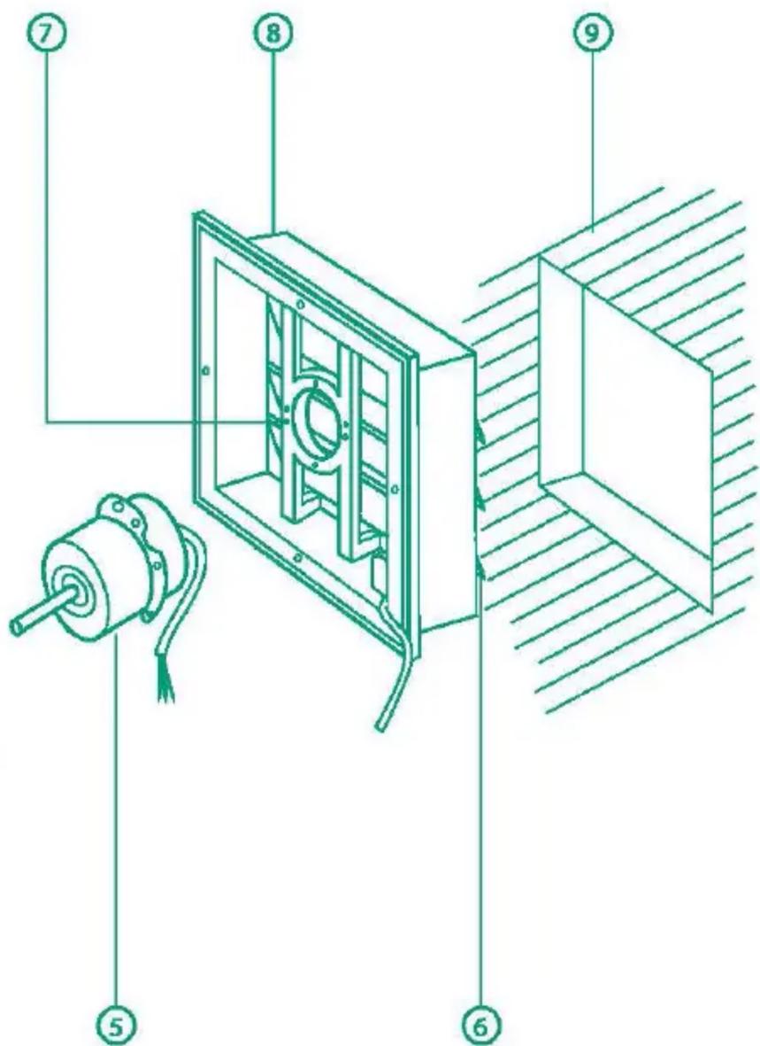 Technical diagram of an electric motor assembly with numbered components for identification