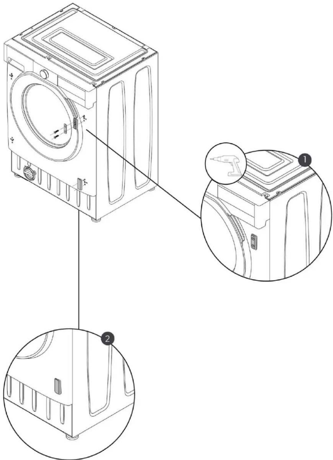 HOOVER BH4S696M6DB9-80 - Fixation de la plaque et du bouchon sur le lave-linge - 1