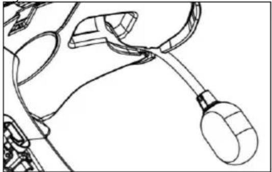 Line drawing of a mechanical device with attached components (no text or symbols)