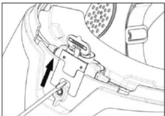 Technical line drawing of a mechanical component with an arrow indicating direction (no text or symbols present)