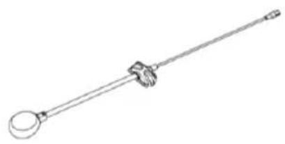 Line drawing of a laboratory probe with a loop and clamp (no text or symbols)